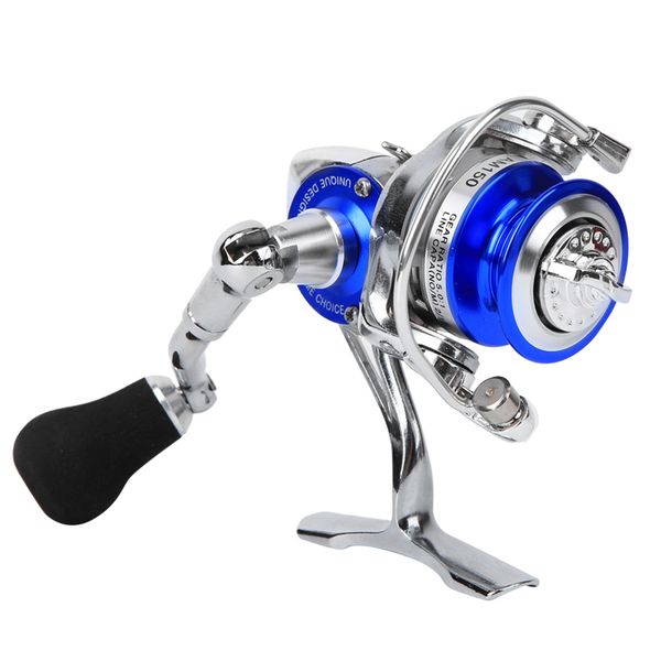 Blue Silver All Metal Mini Ice Fishing Reel