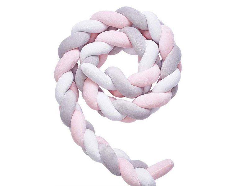 Nuovo - Knot Cot Bumper - Pink/Grey/White