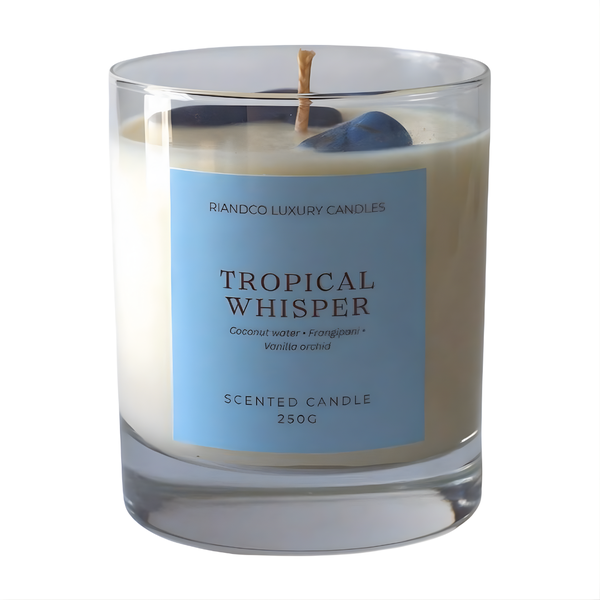 Tropical Whisper Crystal soy wax candle - Coconut &amp; Vanilla Scent