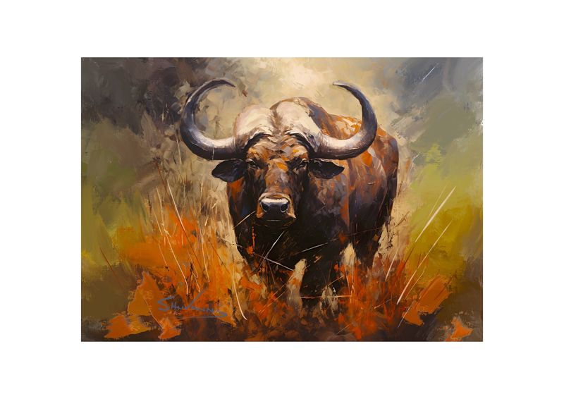 Big 5 Art - Framed Canvas Prints - Wall Art African Buffalo