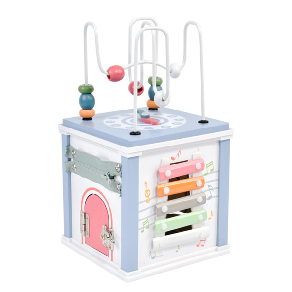 Wooden Activity Cube Centre Educational Learning Montessori Toy Box