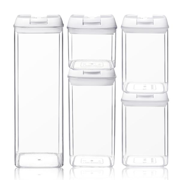 5pcs Acrylic Set Food Storage Conatiner Air-tight Easy Lock Lid Organizer