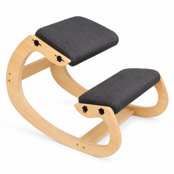 Ergonomic Kneeling Chair with Adjustable Seats Wooden Kneel Rocking Stool