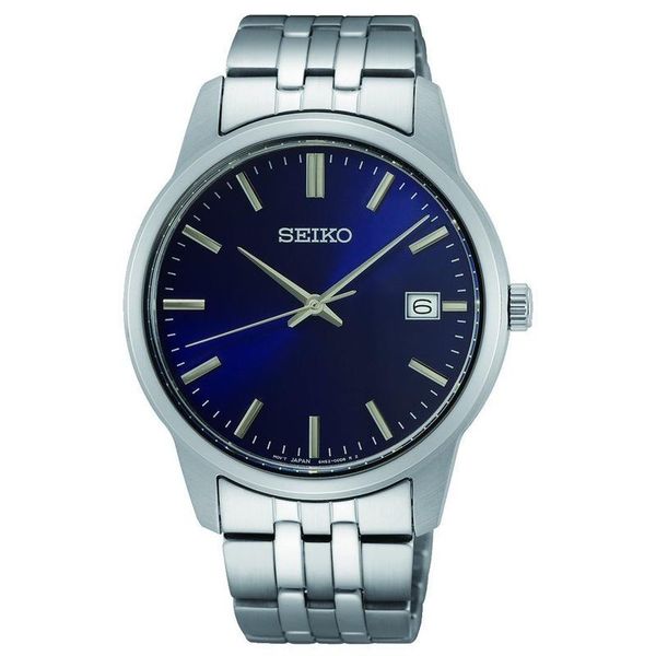 Seiko Men Silver, Blue Metal Formal SUR399P1