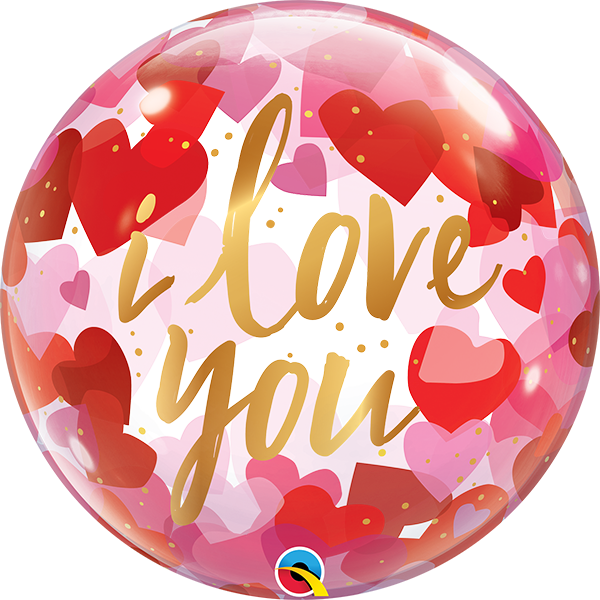 22 Inch Single Bubble I Love You Paper Hearts