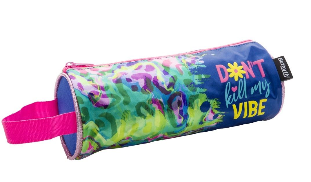 Butterfly Pencil Case - 25cm Barrel W Handle Girls D1 