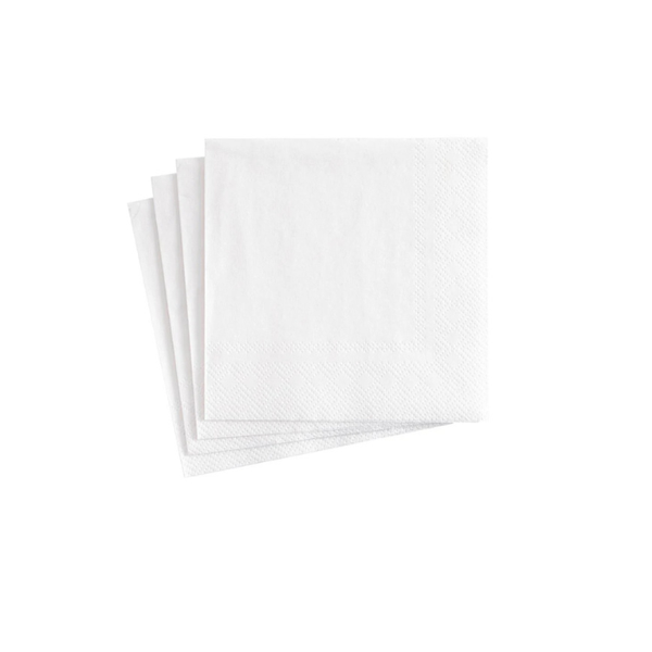 Disposable Cocktail Serviettes / Napkins - White - 2 Ply - 50 Piece