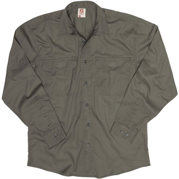 Salty - Mens Long Sleeve Bush Shirt - Olive