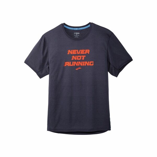 Brooks Mens Distance Graphic Short Sleeve Grey