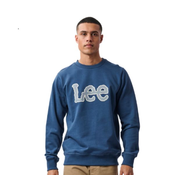 Lee Men's Logo Crew Fleece in Shady Blue