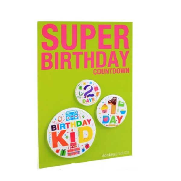 Super Birthday Kid Countdown Buttons