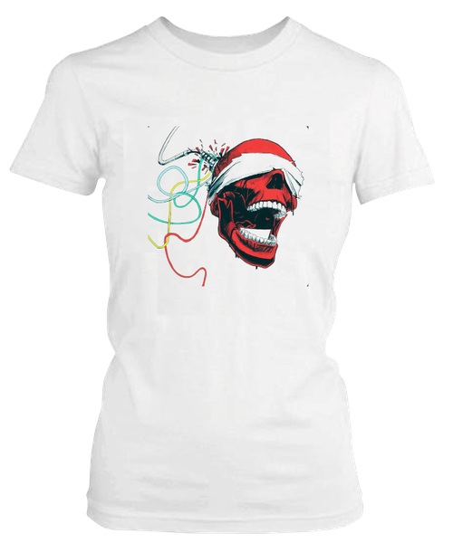 PepperSt Ladies White T-Shirt - Connected Skull
