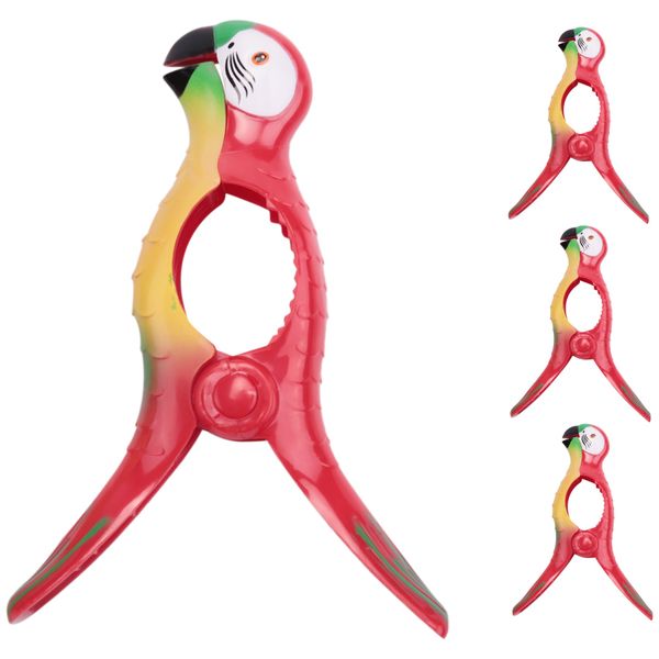 4Pcs Beach Towel Clips For Sun Loungers Parrot Bird Towel Clips