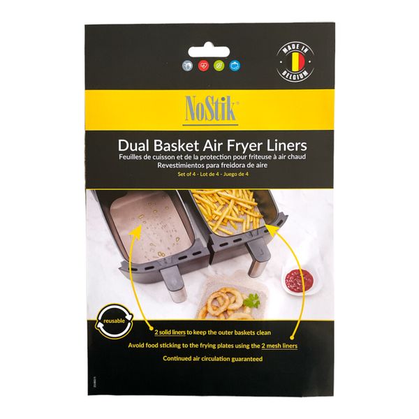 NOSTIK 4x Dual Basket Air Fryer Liners (25x18 / 24x17cm) (140 g)