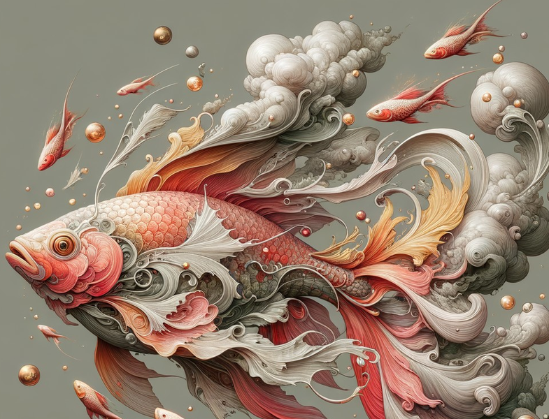 Canvas Wall Art Home Decor - Fish Abstract
