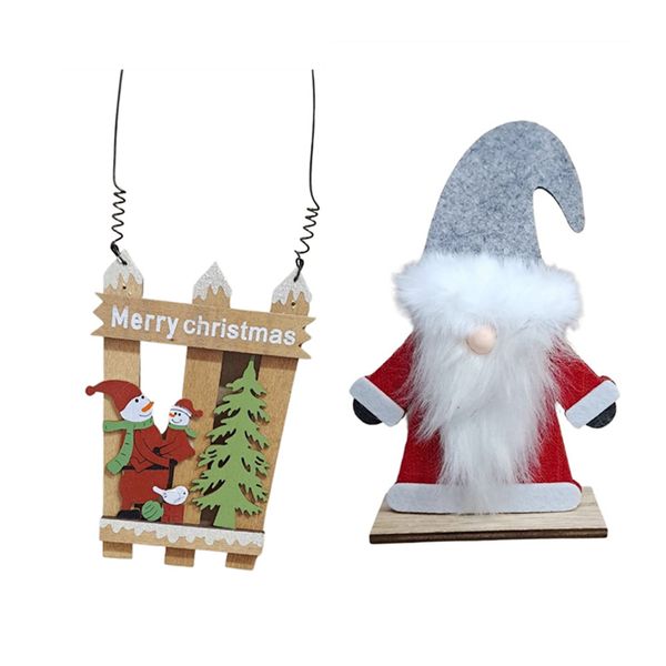 Christmas Wooden stand with Handmade Hanging Ornament Decoration