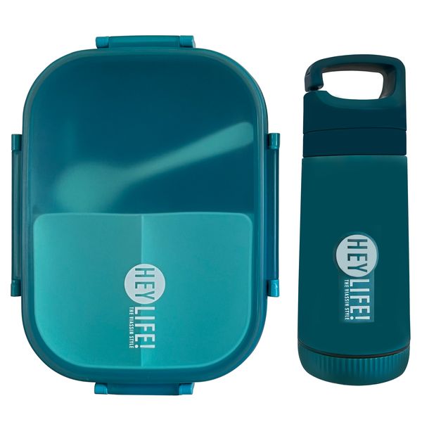 BPA Free - Rectangular Lunchbox with 350ml Water Bottle