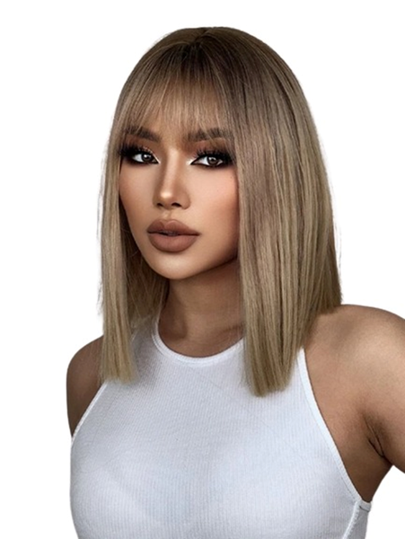 Short Straight Synthetic Wig With Fringe