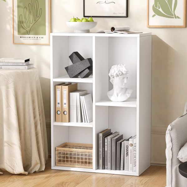 Storage Shelves Rack Standing Bookcase Open Bookshelf 5 Cube Organizer