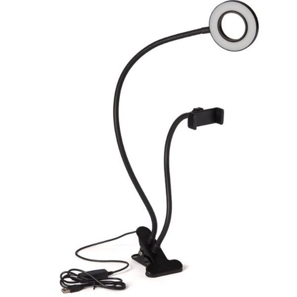 LED Light Ring - Selfie Ring Light with Cell Phone Stand and Desk Clip 9cm