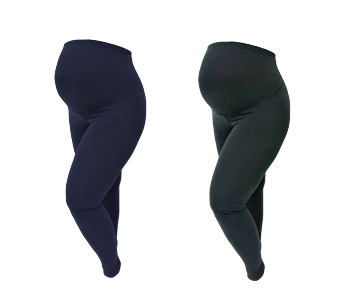 PLUS Size Maternity Leggings-Full Length - Black &amp; Navy