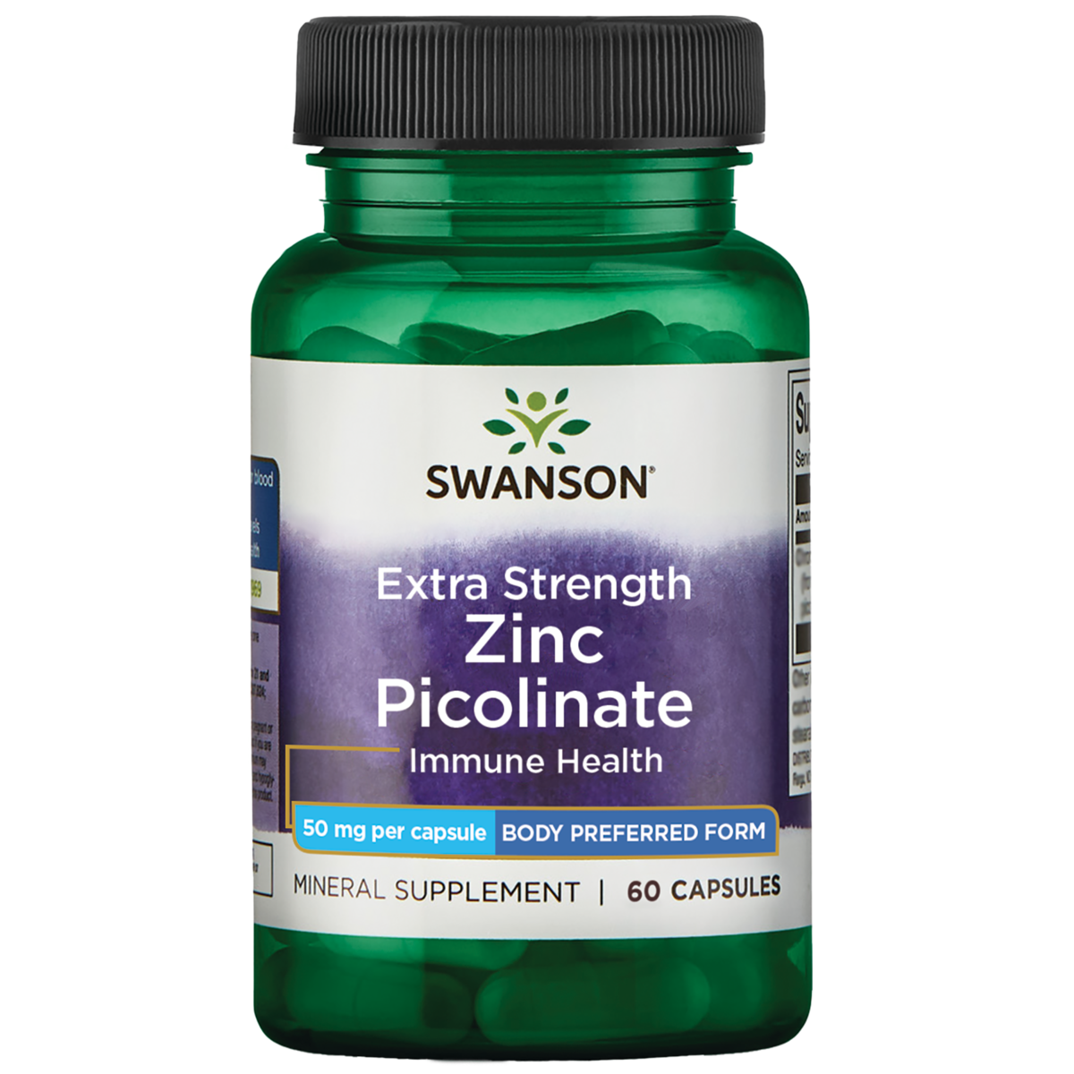 Swanson Extra Strength Zinc Picolinate Body Preferred Form 50mg 60