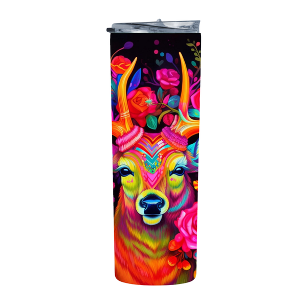 Tribal Neon Reindeer2 20 Oz Straight Skinny Tumbler 006