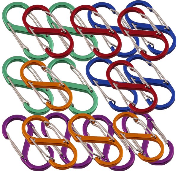 Camping Clip Carabiner Keychain S Shape Set Of 20