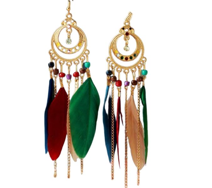 Creative Drop Shaped Feather Earrings image