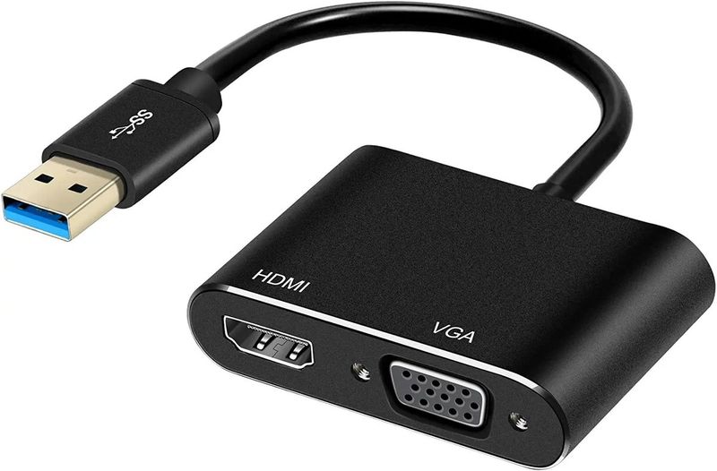 USB to HDMI/ VGA Adapter With Vga Cable 1.5m And Hdmi Cable 1.5m( COMBO )