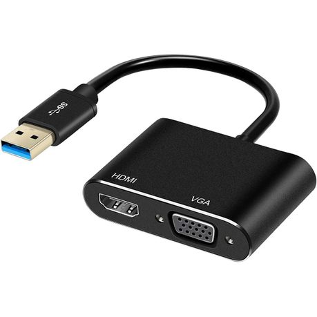 USB to HDMI/ VGA Adapter With Vga Cable 1.5m And Hdmi Cable 1.5m( COMBO ) Image