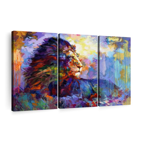 Canvas Wall Art Decor - 3-Piece Majestic Lion Canvas Print