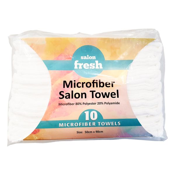 Salon Fresh Microfiber Towel White (10 Pack x 50cm x 90cm)