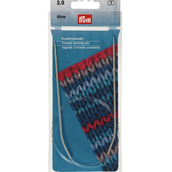 Prym Circular Knitting Needles, Aluminium, 80cm Length, 2.0 | 2.5 | 3.75 mm