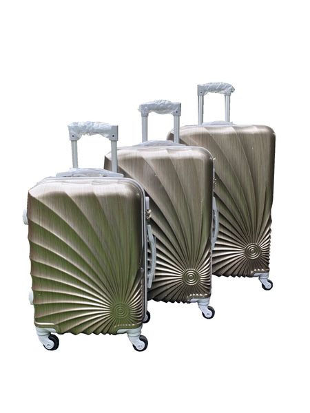 3 Piece Hard Outer Shell Lightweight Spiral Metallic Luggage Bag Set