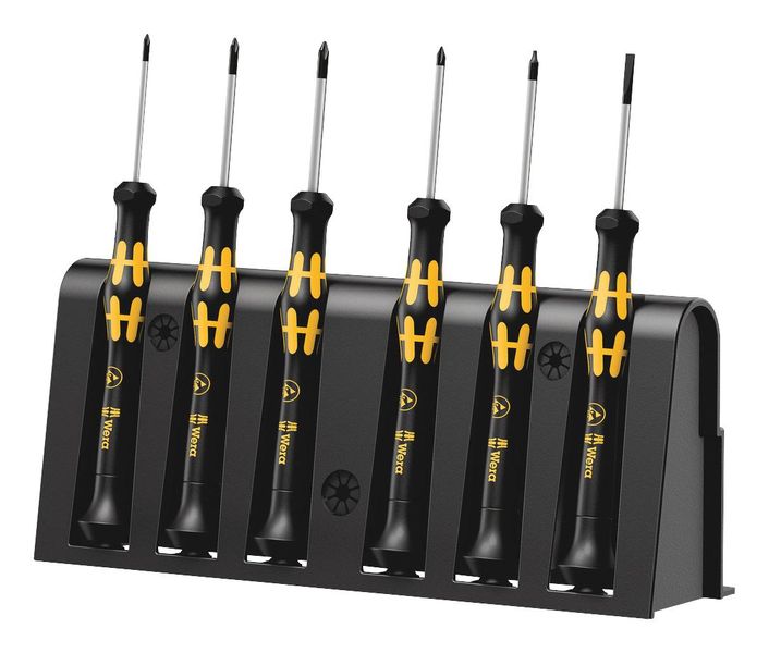 Wera (1550/6 ESD) Screwdriver Set, ESD, Black Point Tip, Rack, 9 Piece