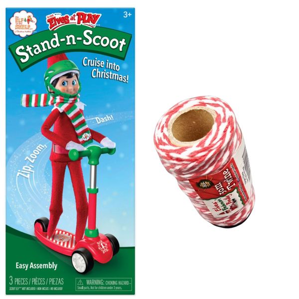 The Elf on the Shelf - Scout Elves at Play - STAND-N-SCOOT Scooter &amp; Twine