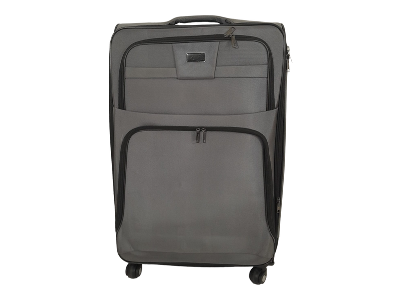 SMTE-Quality Trolley 1 Piece Fabric Travel Luggage Spinner Suitcase Set - Light Grey