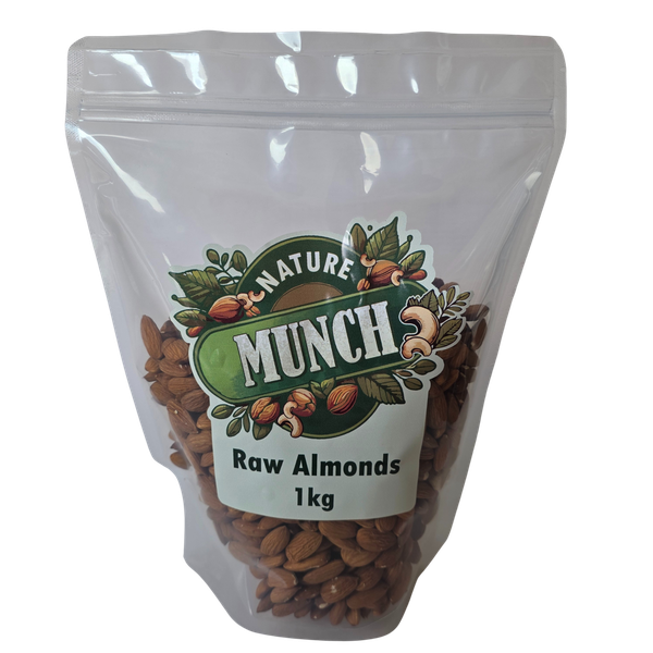 Nature Munch Premium Raw Almonds 1kg - Fresh, Whole, Healthy Snack Food
