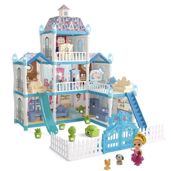 Deluxe 3-Storey Princess Dollhouse Playset with Furniture &amp; Figures