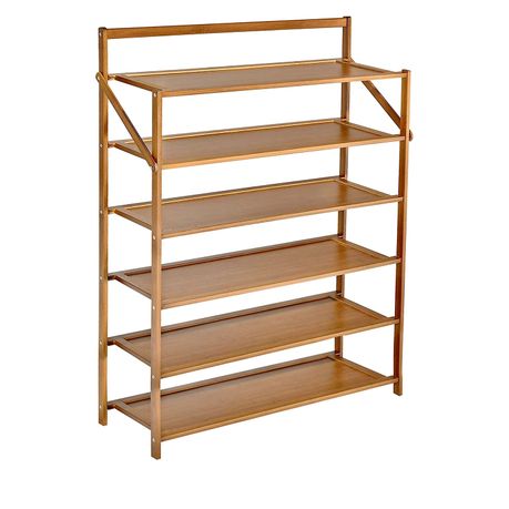 Bamboo Shoe Rack Installation Free Simple Folding Solid Wood Shoe Cabinet -  6 Layers