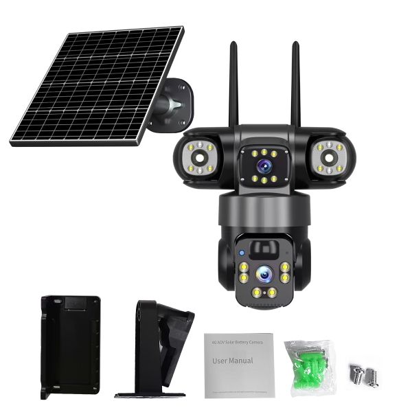Solar 4MP Security Camera System 24 Hour Recording IP66 Lowlight Charging