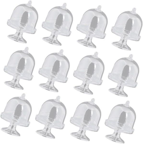 12pcs Plastic Candy Boxes Dome Tray Dessert Display Plates for Wedding