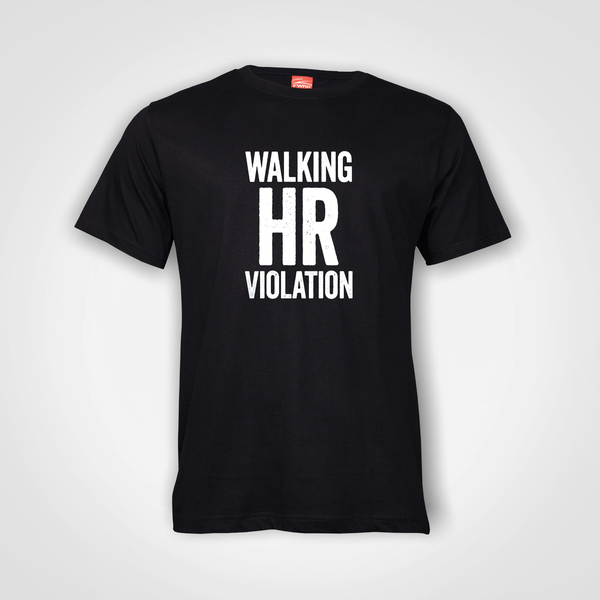Black Walking HR Violation Printed T Shirt