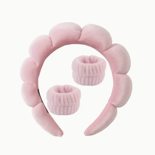 Cloud Headband &amp; Anti-drip Wristband Set for Face Washing