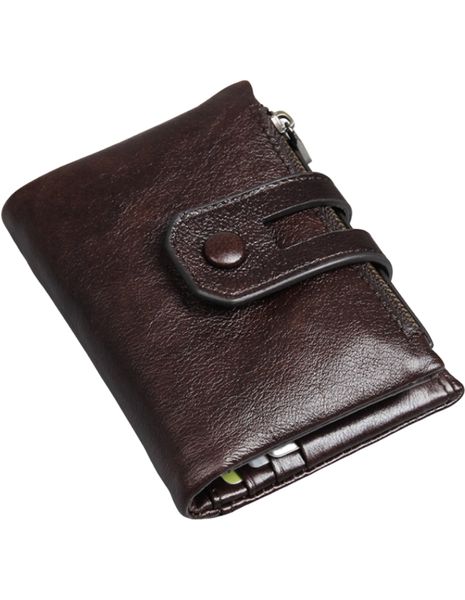 Genuine Leather Multi-Card Zipper Wallet-RFID Anti-Theft Swipe