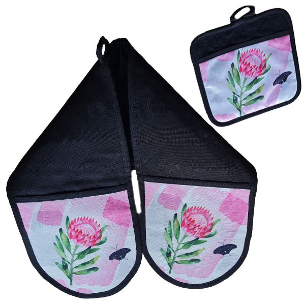 Protea-Pink Protea-Double Oven Gloves-Pot Holder