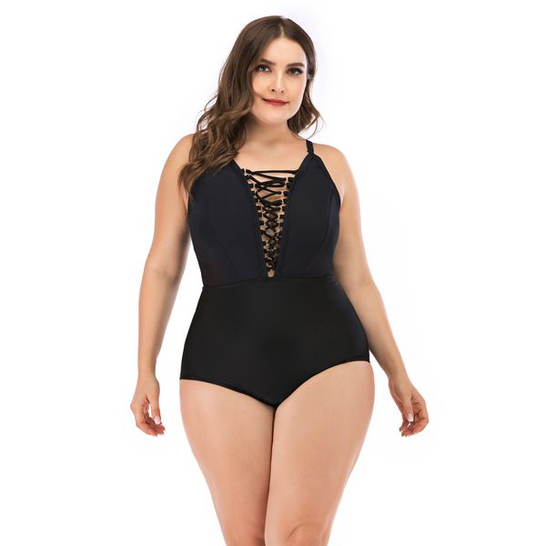 Iconix Plus Size Black Crossover One-Piece