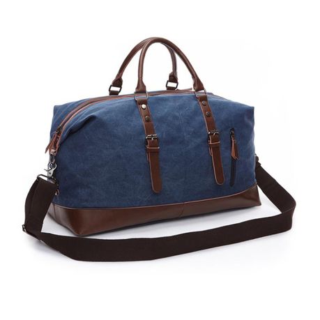 Canvas and leather hot sale overnight bag