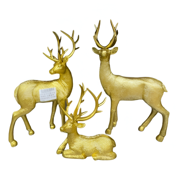 3-Piece Elegant Golden Deer Ornaments